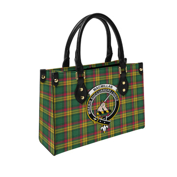 MacMillan Old Ancient Tartan Leather Bag with Family Crest