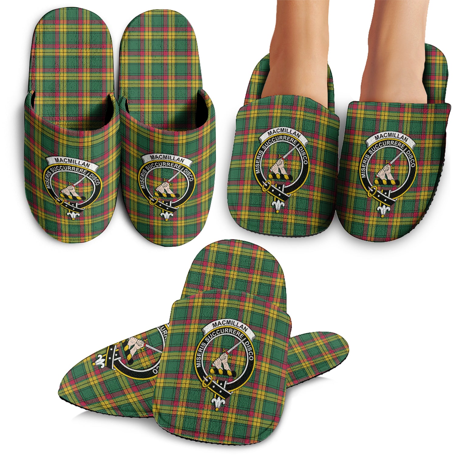 MacMillan Old Ancient Tartan Home Slippers with Family Crest - Tartanvibesclothing