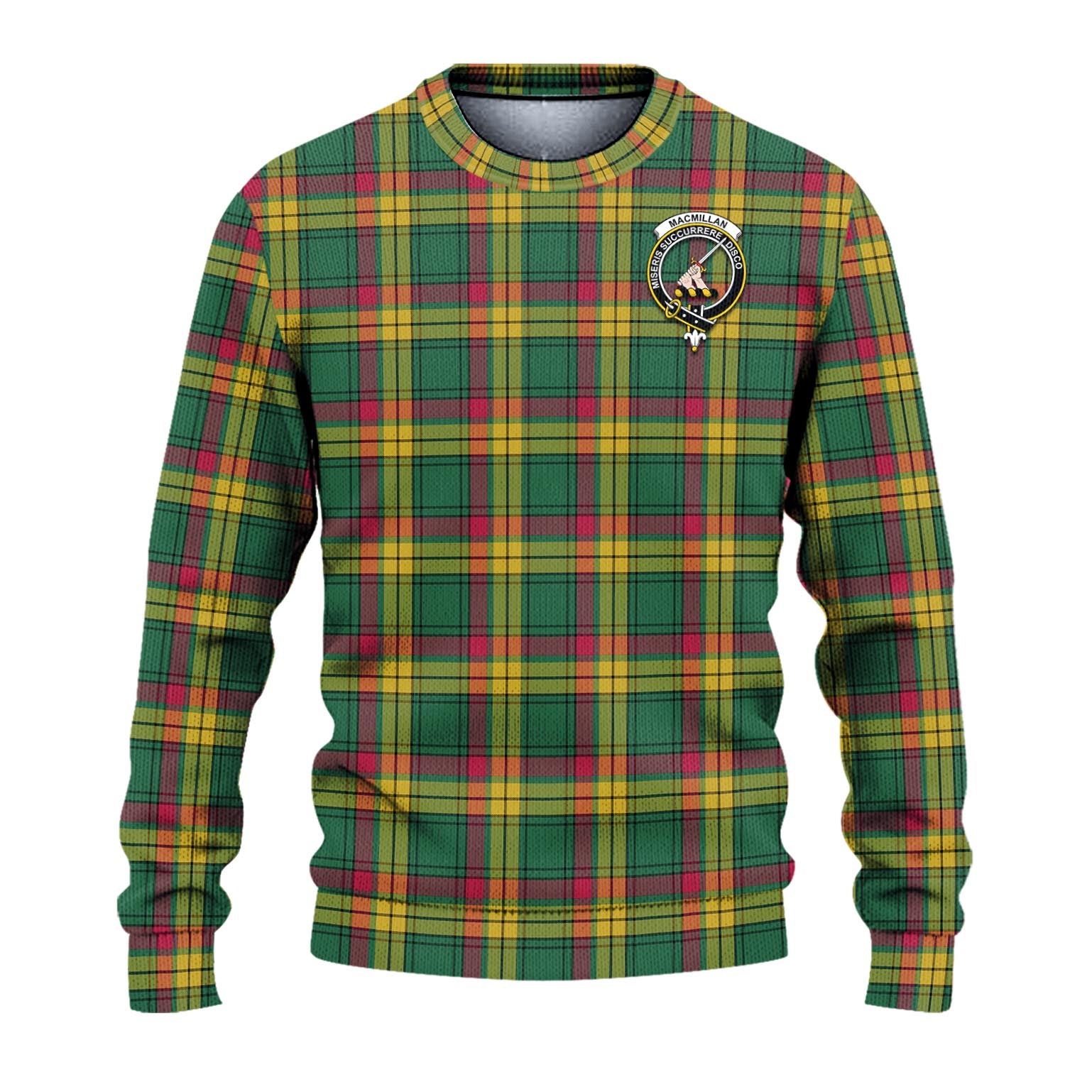 MacMillan Old Ancient Tartan Knitted Sweater with Family Crest - Tartanvibesclothing