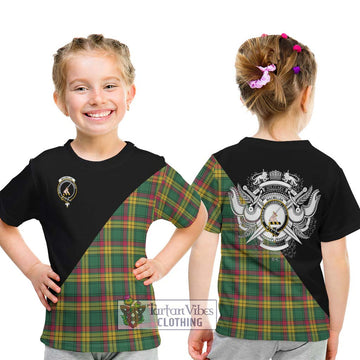 MacMillan Old Ancient Tartan Kid T-Shirt with Family Crest and Military Logo Style