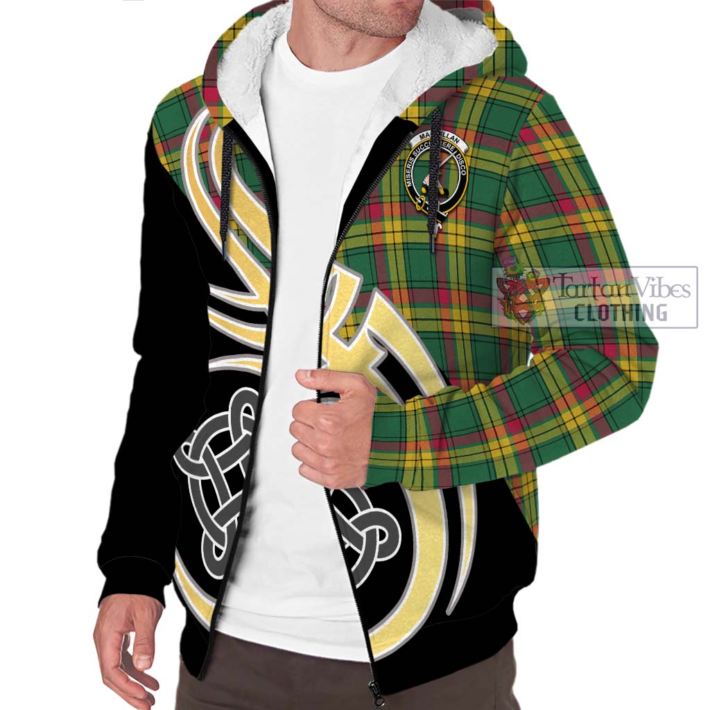 MacMillan Old Ancient Tartan Sherpa Hoodie with Family Crest and Celtic Symbol Style - Tartan Vibes Clothing