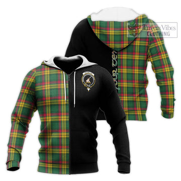 MacMillan Old Ancient Tartan Knitted Hoodie with Family Crest and Half Of Me Style