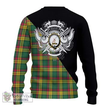 MacMillan Old Ancient Tartan Ugly Sweater with Family Crest and Military Logo Style