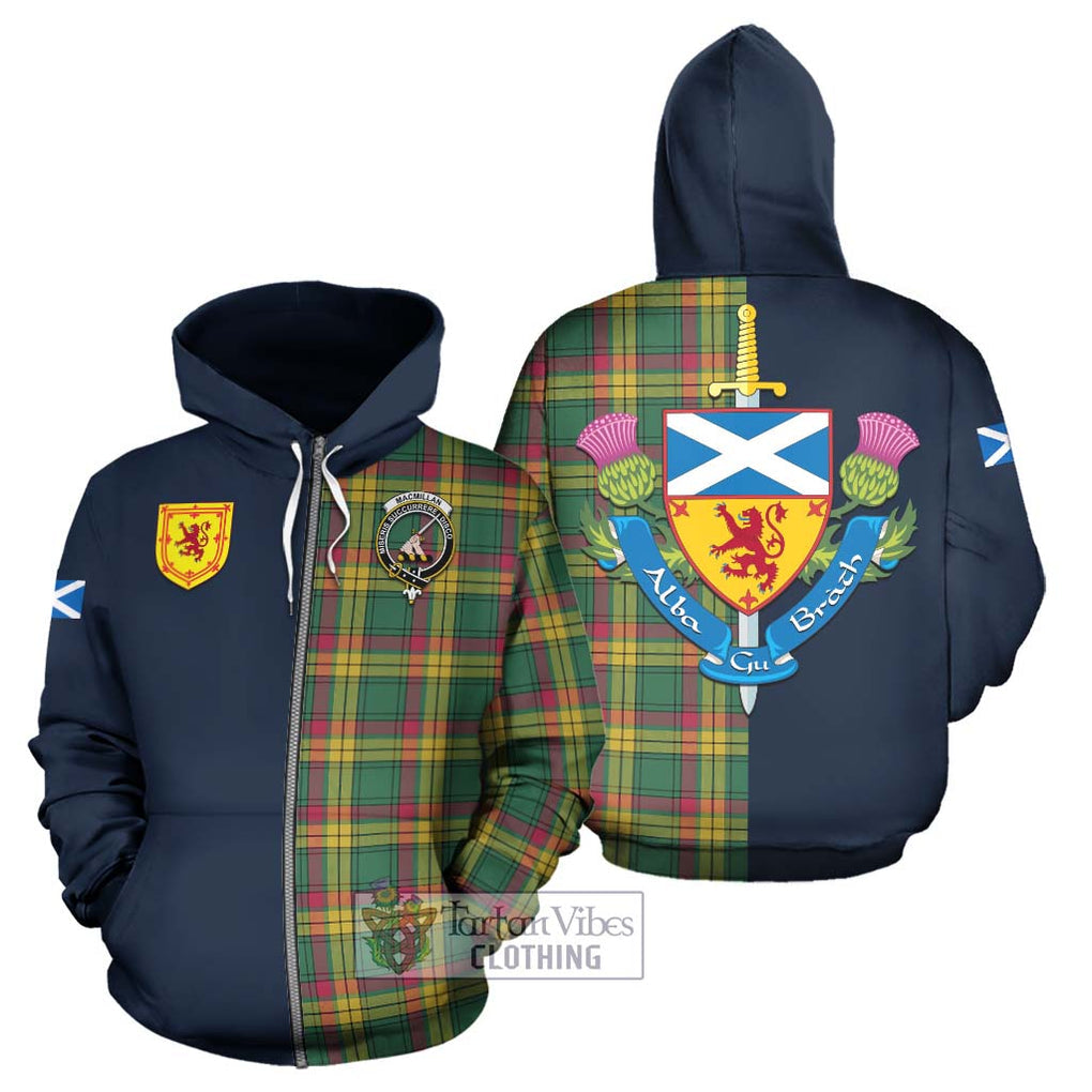 Tartan Vibes Clothing MacMillan Old Ancient Tartan Hoodie with Scottish Lion Royal Arm Half Style