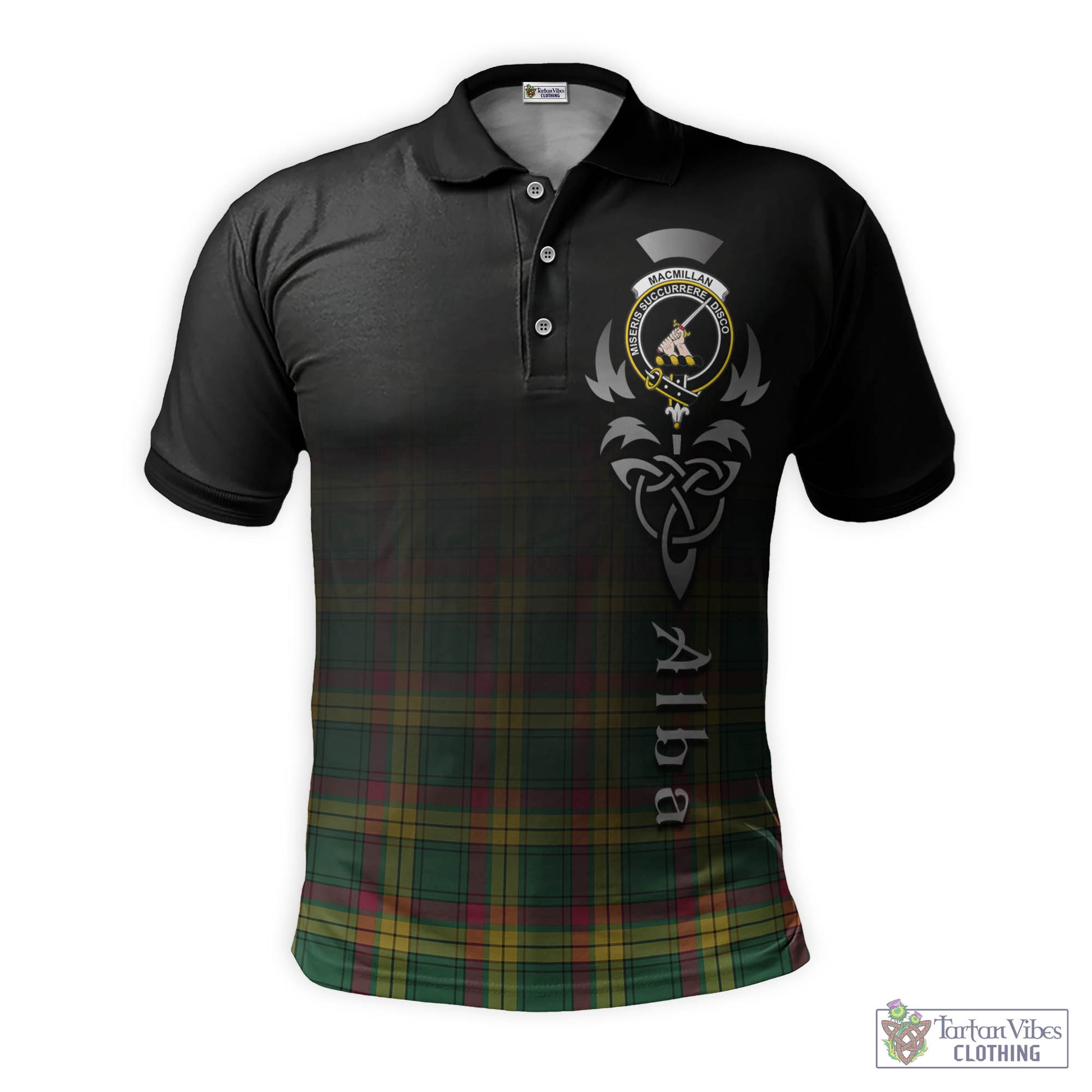 Tartan Vibes Clothing MacMillan Old Ancient Tartan Polo Shirt Featuring Alba Gu Brath Family Crest Celtic Inspired