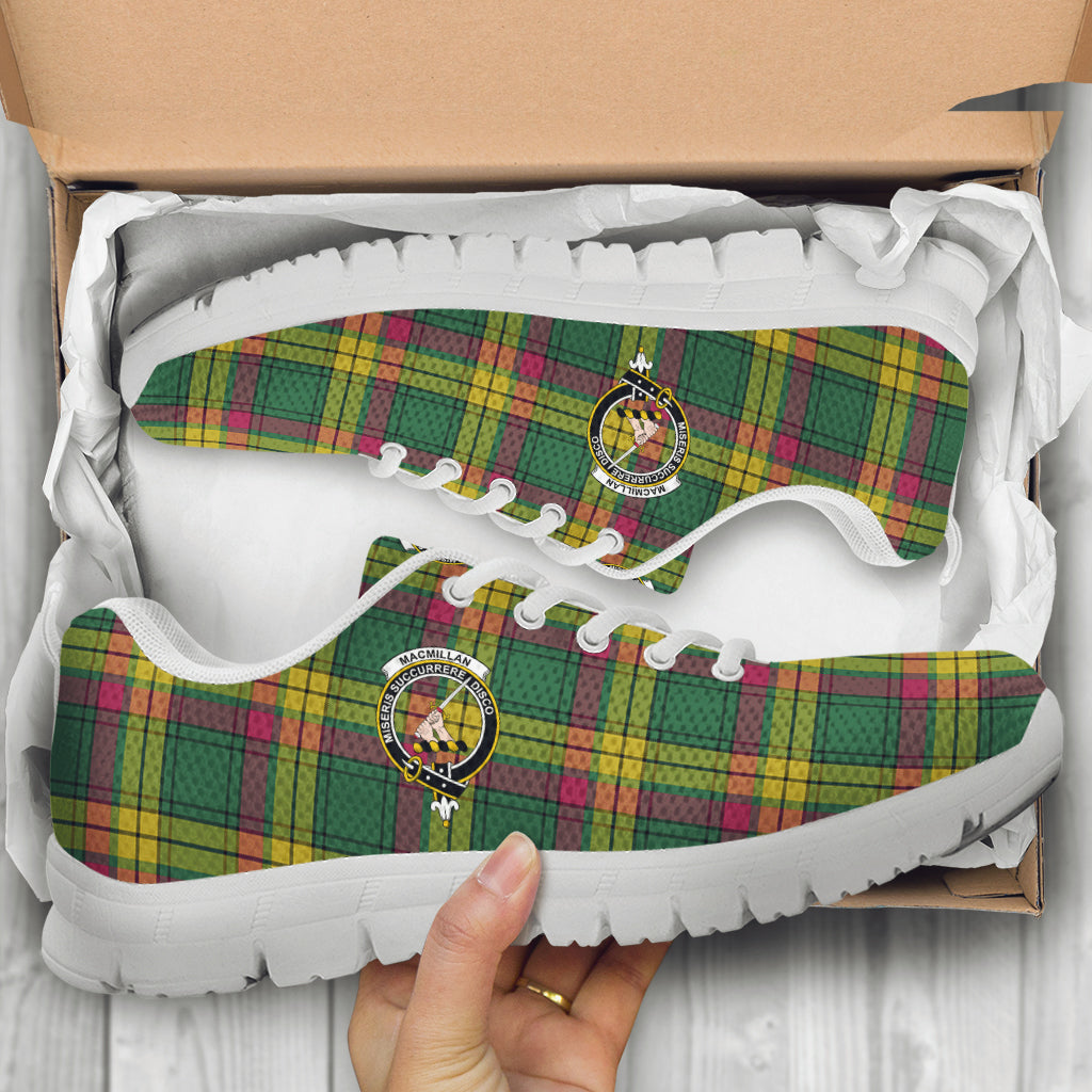 MacMillan Old Ancient Tartan Sneakers with Family Crest - Tartan Vibes Clothing