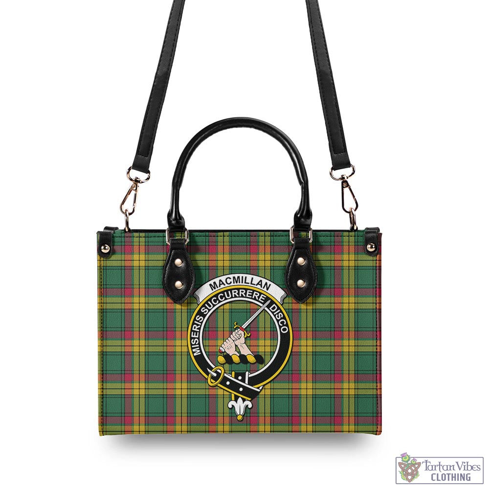 Tartan Vibes Clothing MacMillan Old Ancient Tartan Luxury Leather Handbags with Family Crest