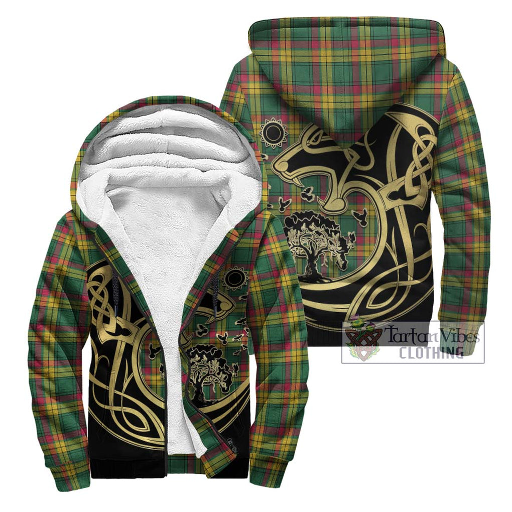 MacMillan Old Ancient Tartan Sherpa Hoodie with Family Crest Celtic Wolf Style Unisex - Tartan Vibes Clothing