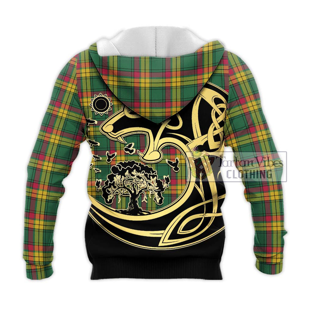 MacMillan Old Ancient Tartan Knitted Hoodie with Family Crest Celtic Wolf Style - Tartan Vibes Clothing