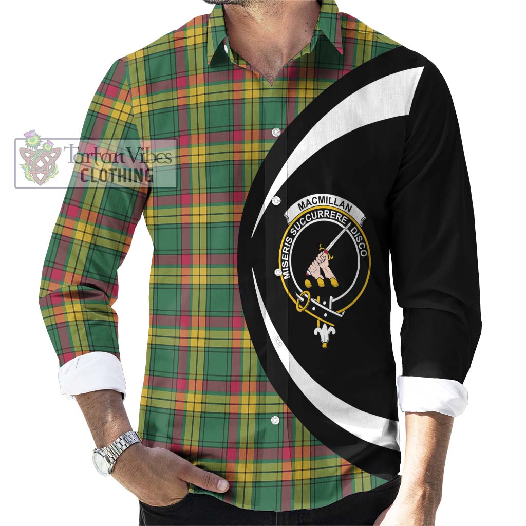 MacMillan Old Ancient Tartan Long Sleeve Button Up with Family Crest Circle Style - Tartan Vibes Clothing