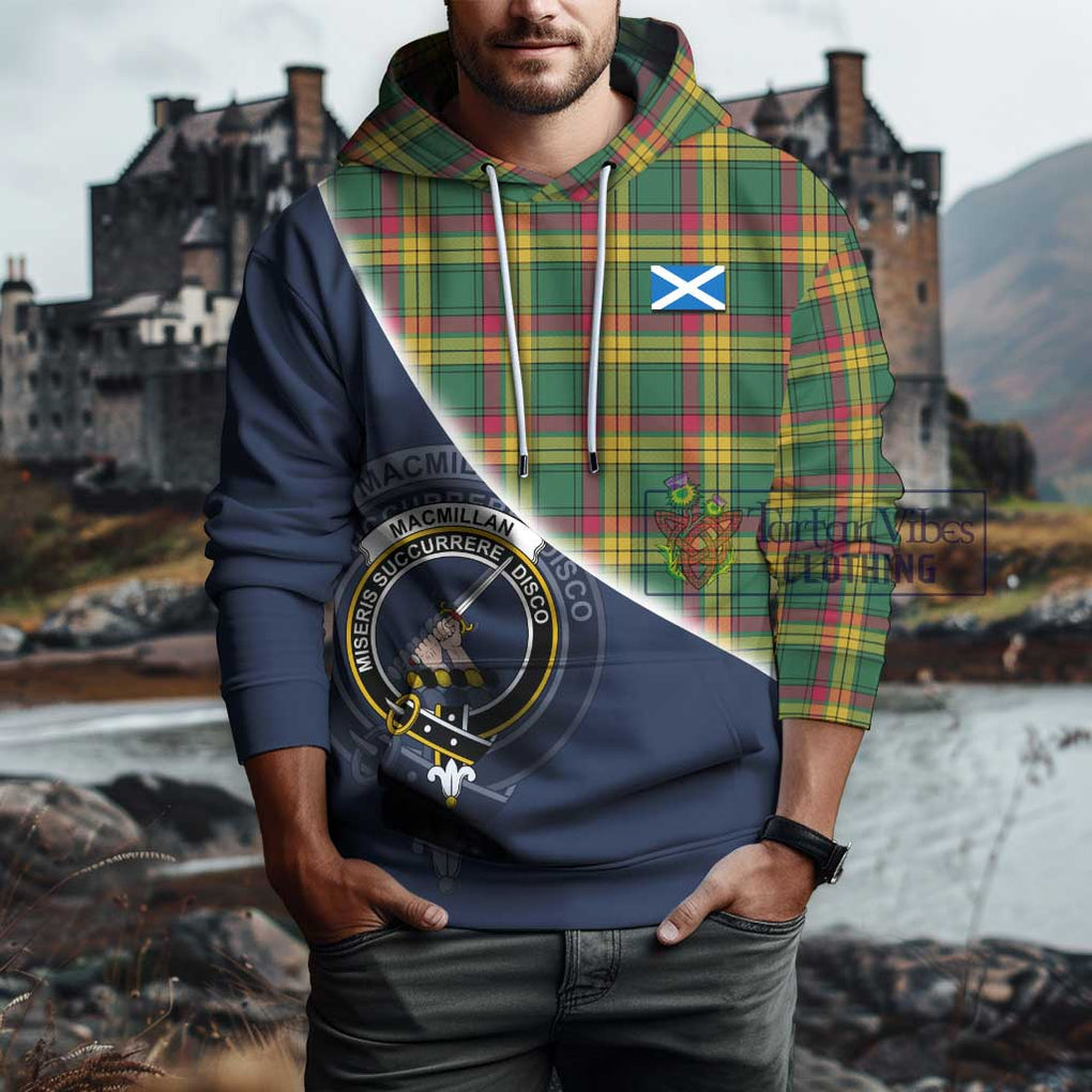 MacMillan Old Ancient Tartan Hoodie with Personalised National Flag and Family Crest Half Style - Tartanvibesclothing Shop