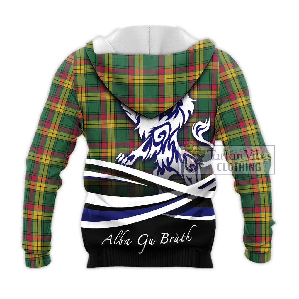 MacMillan Old Ancient Tartan Knitted Hoodie with Alba Gu Brath Regal Lion Emblem - Tartanvibesclothing Shop