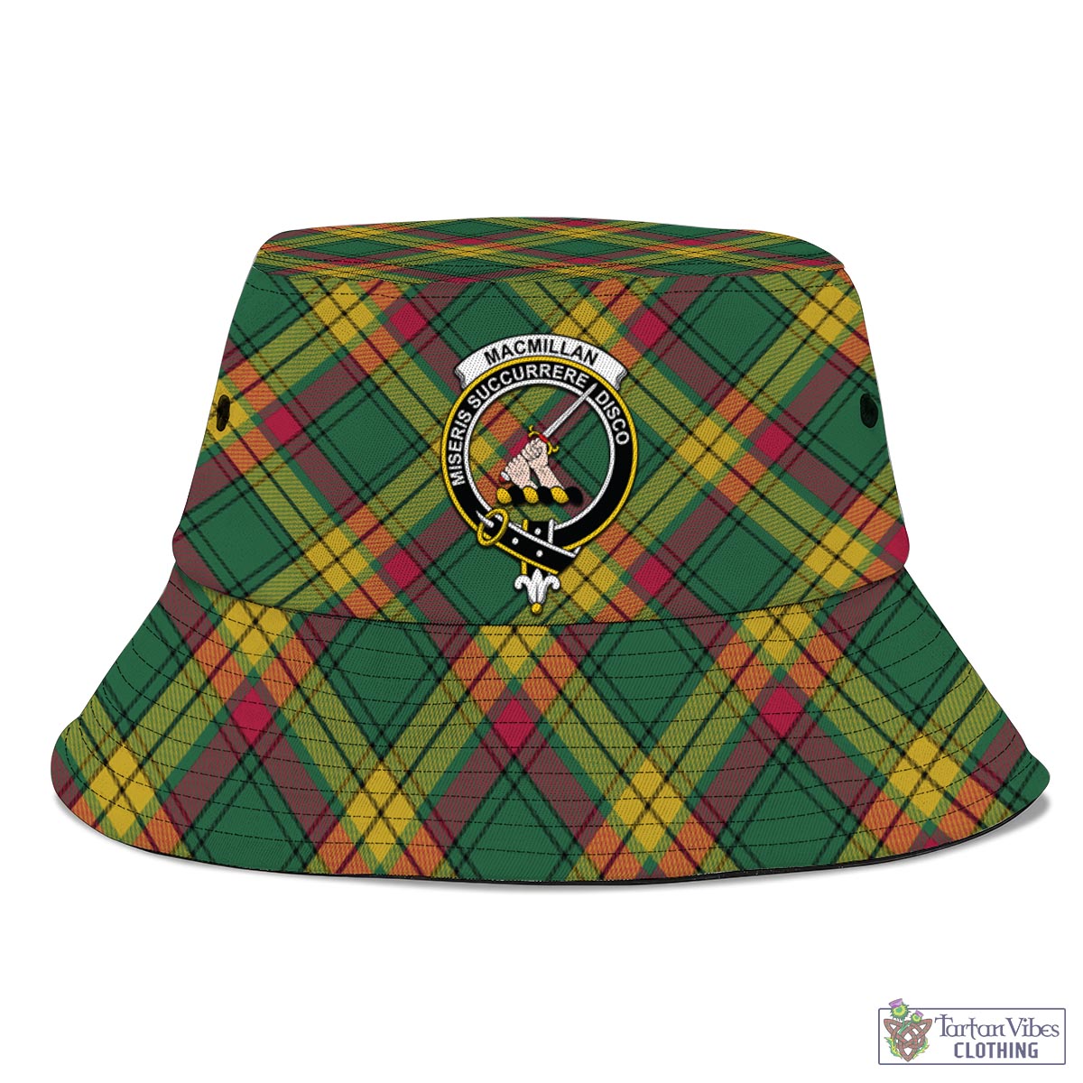 Tartan Vibes Clothing MacMillan Old Ancient Tartan Bucket Hat with Family Crest