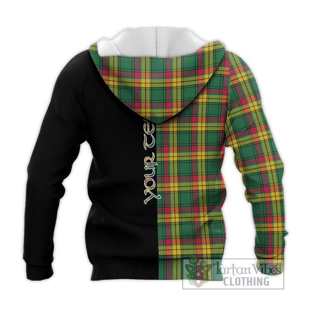 MacMillan Old Ancient Tartan Knitted Hoodie with Family Crest and Half Of Me Style - Tartanvibesclothing Shop