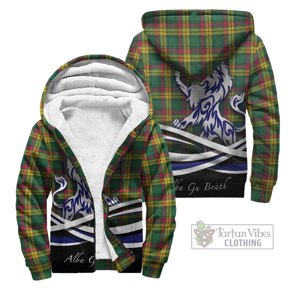 MacMillan Old Ancient Tartan Sherpa Hoodie with Alba Gu Brath Regal Lion Emblem Unisex - Tartanvibesclothing Shop