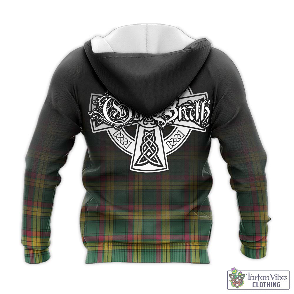 Tartan Vibes Clothing MacMillan Old Ancient Tartan Knitted Hoodie Featuring Alba Gu Brath Family Crest Celtic Inspired