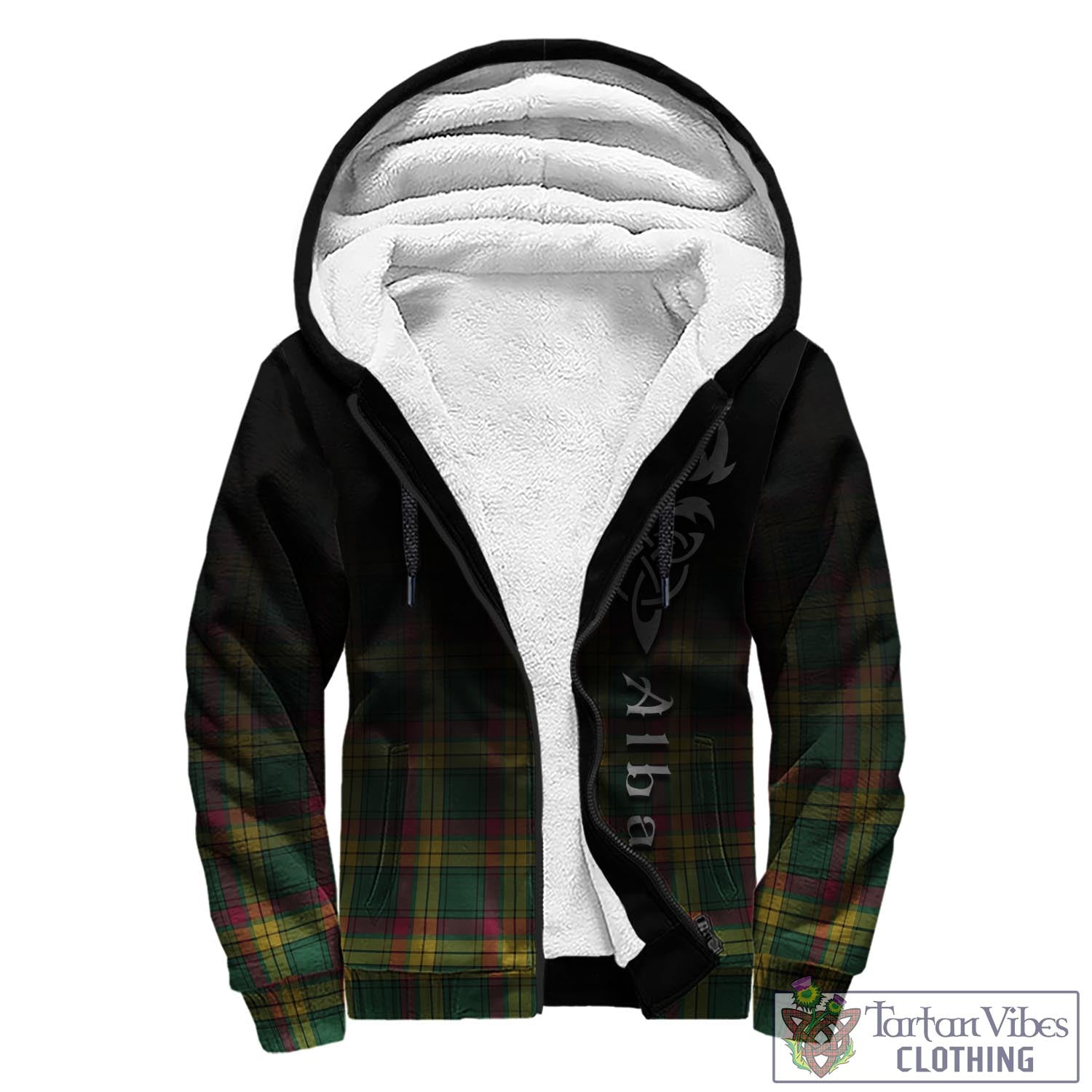 Tartan Vibes Clothing MacMillan Old Ancient Tartan Sherpa Hoodie Featuring Alba Gu Brath Family Crest Celtic Inspired