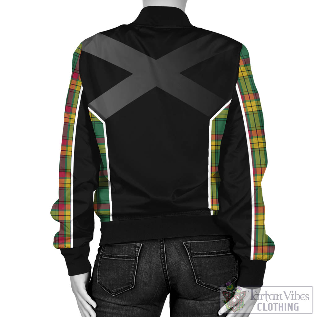 Tartan Vibes Clothing MacMillan Old Ancient Tartan Bomber Jacket with Family Crest and Scottish Thistle Vibes Sport Style