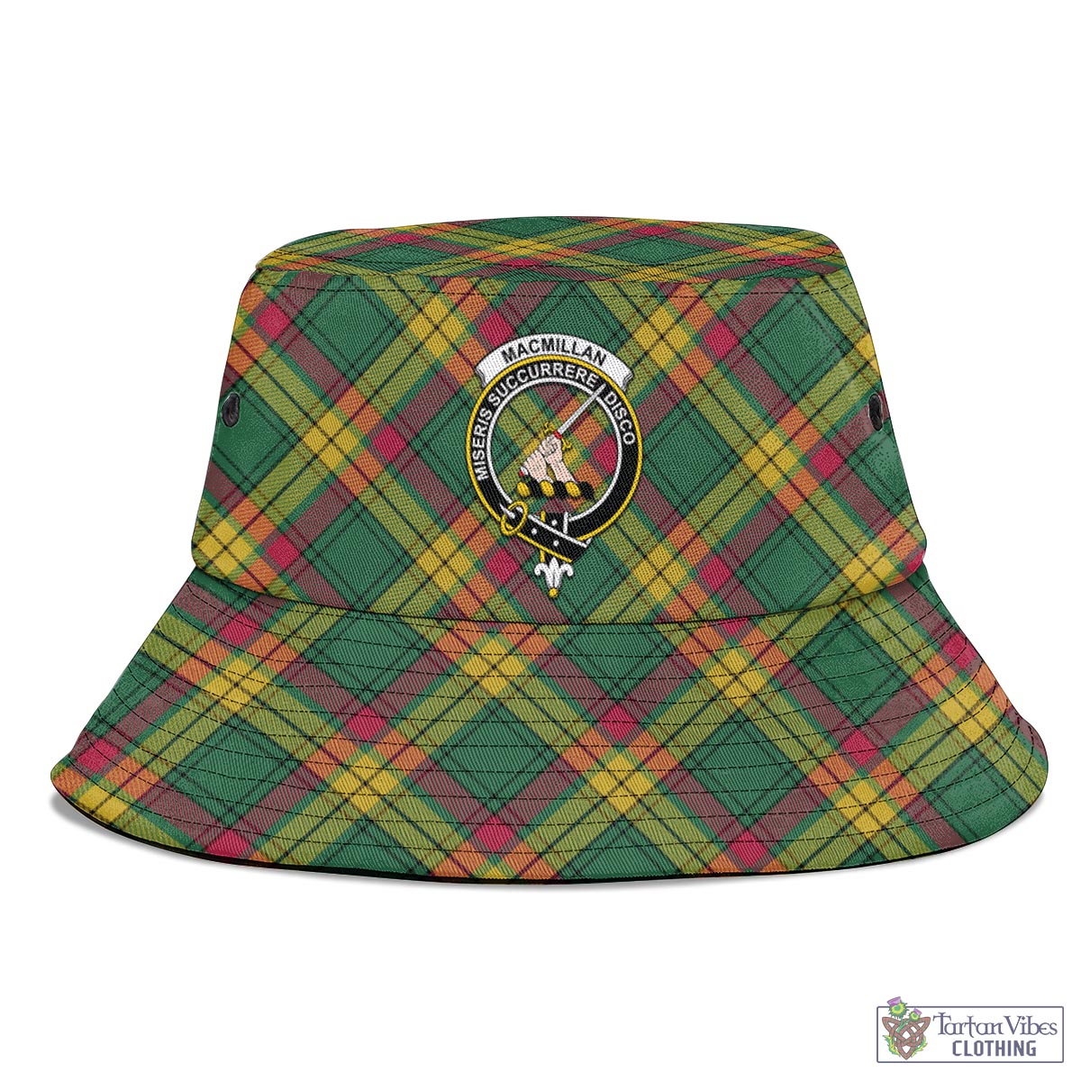 Tartan Vibes Clothing MacMillan Old Ancient Tartan Bucket Hat with Family Crest