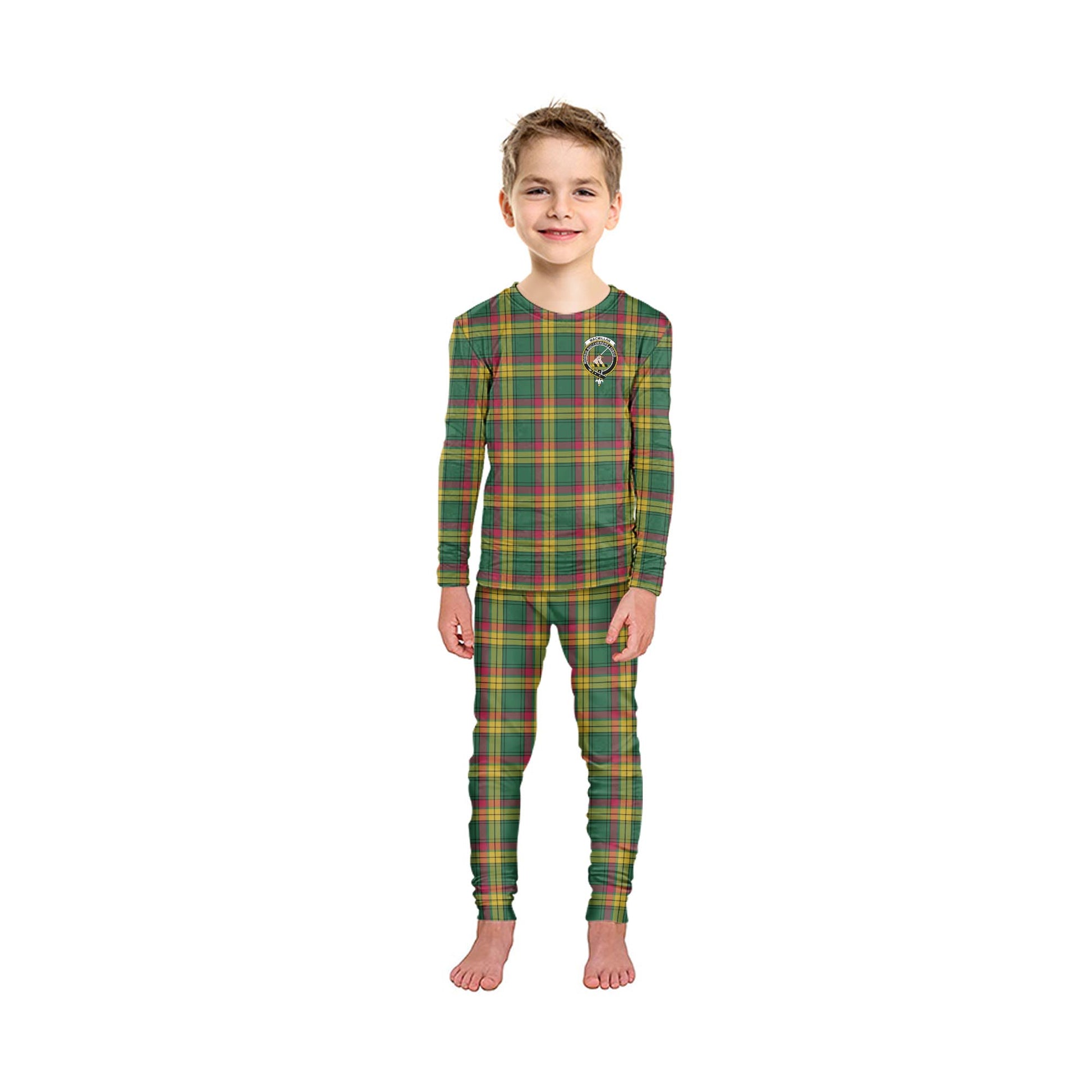 MacMillan Old Ancient Tartan Pajamas Family Set with Family Crest - Tartanvibesclothing