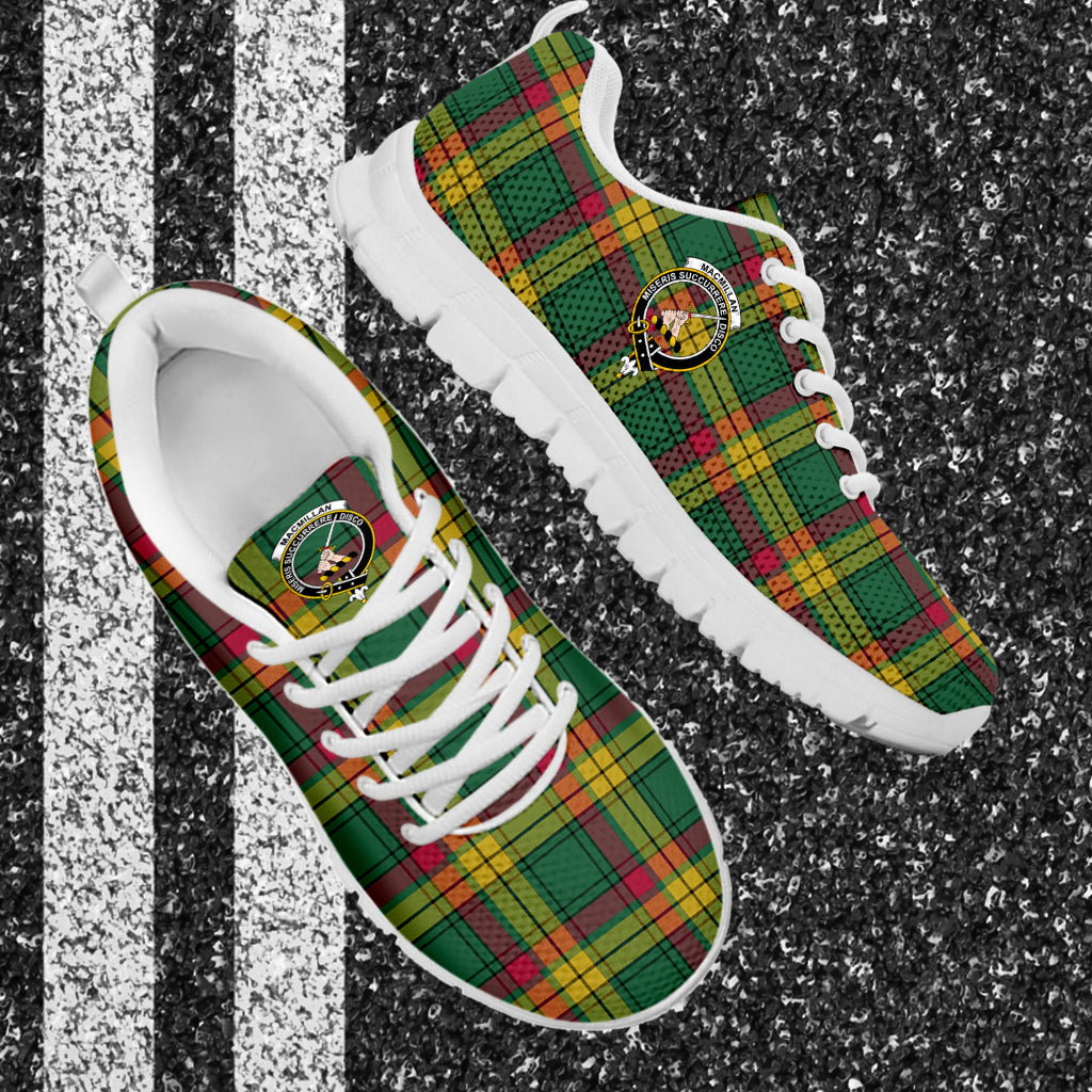 MacMillan Old Ancient Tartan Sneakers with Family Crest - Tartan Vibes Clothing