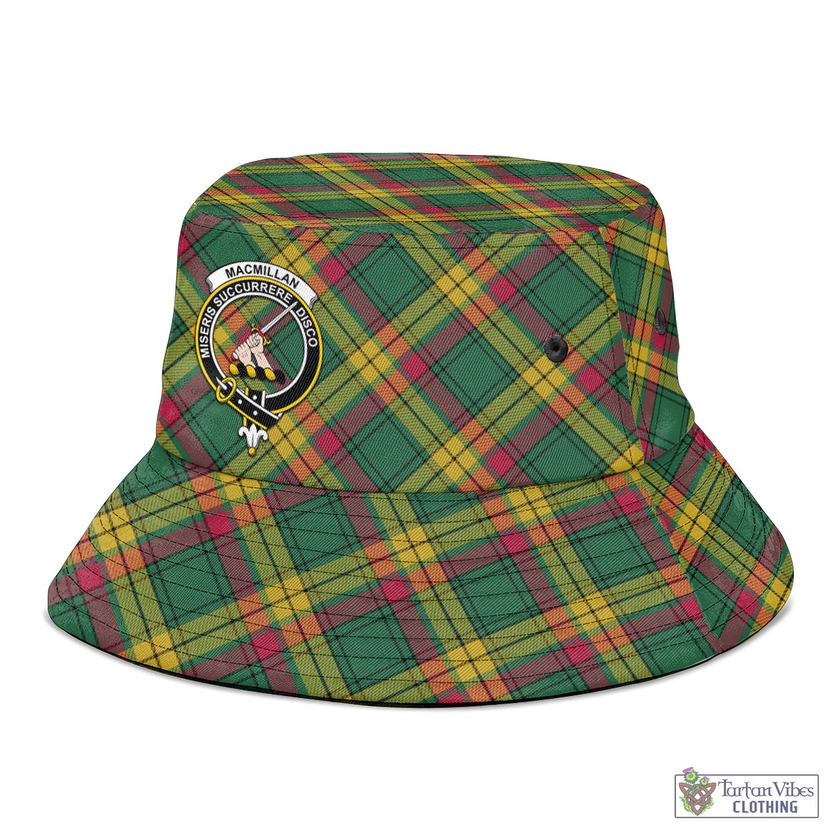 Tartan Vibes Clothing MacMillan Old Ancient Tartan Bucket Hat with Family Crest