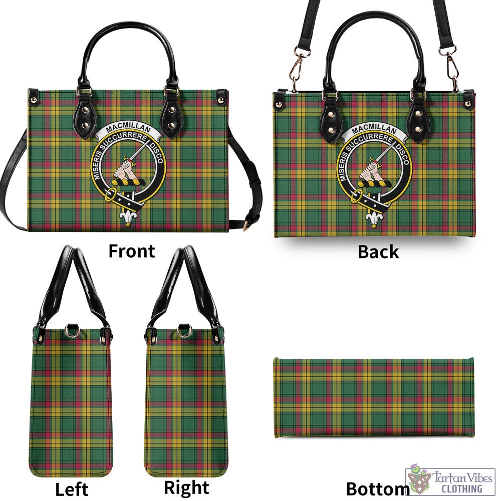 Tartan Vibes Clothing MacMillan Old Ancient Tartan Luxury Leather Handbags with Family Crest