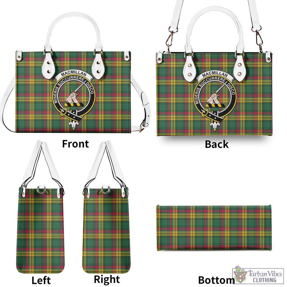 Tartan Vibes Clothing MacMillan Old Ancient Tartan Luxury Leather Handbags with Family Crest