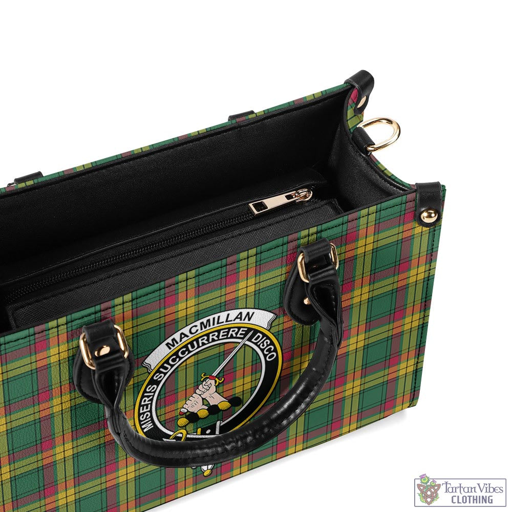 Tartan Vibes Clothing MacMillan Old Ancient Tartan Luxury Leather Handbags with Family Crest