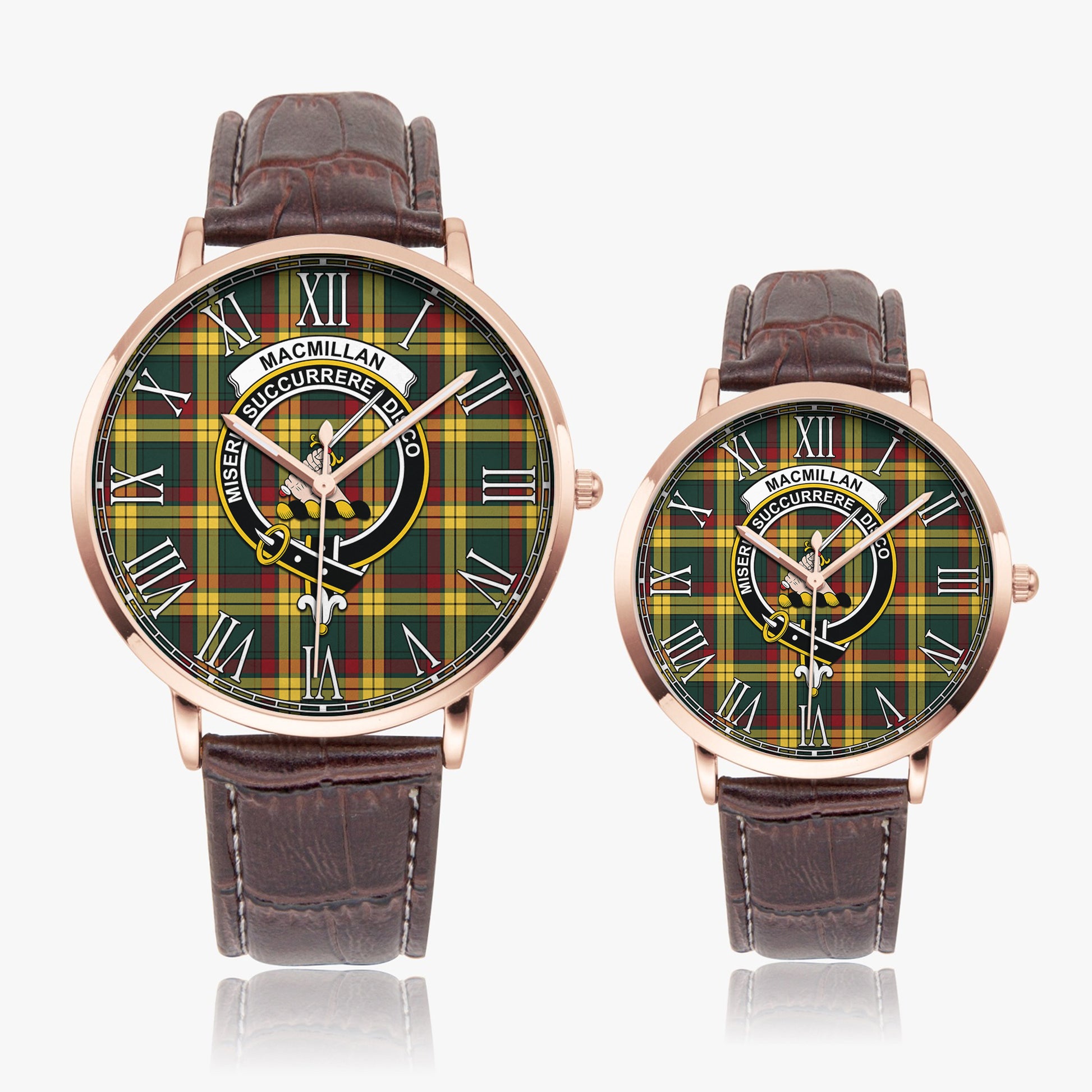 MacMillan Old Modern Tartan Family Crest Leather Strap Quartz Watch - Tartanvibesclothing