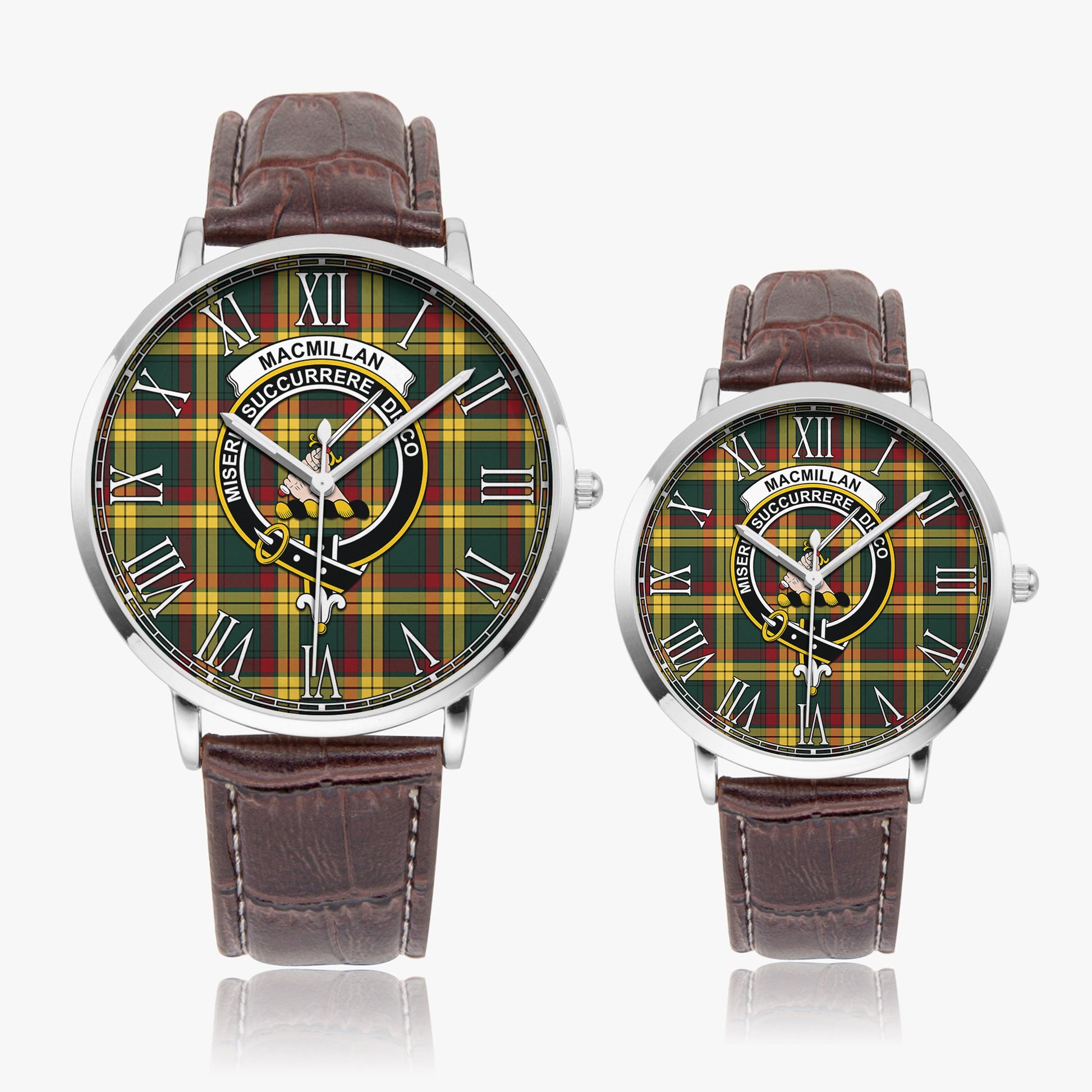 MacMillan Old Modern Tartan Family Crest Leather Strap Quartz Watch - Tartanvibesclothing