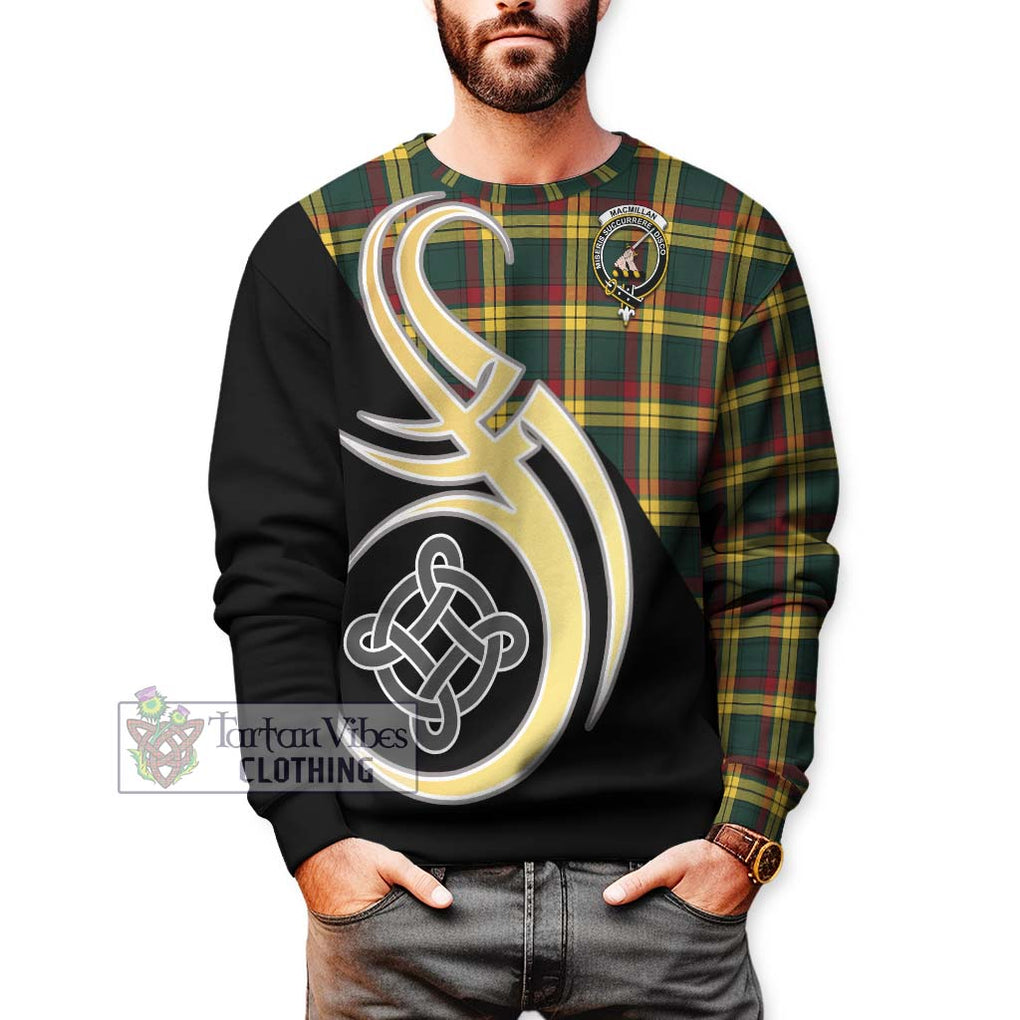 MacMillan Old Modern Tartan Sweatshirt with Family Crest and Celtic Symbol Style Unisex - Tartan Vibes Clothing