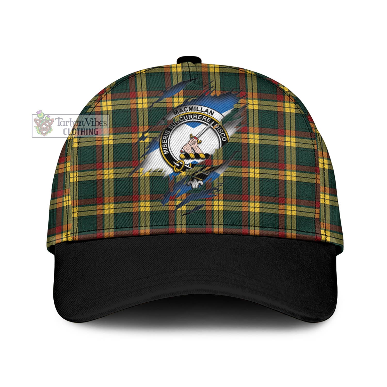 Tartan Vibes Clothing MacMillan Old Modern Tartan Classic Cap with Family Crest In Me Style