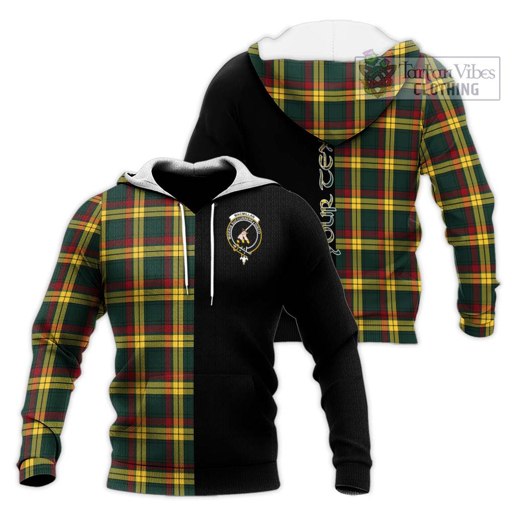 MacMillan Old Modern Tartan Knitted Hoodie with Family Crest and Half Of Me Style Unisex Knitted Pullover Hoodie - Tartanvibesclothing Shop