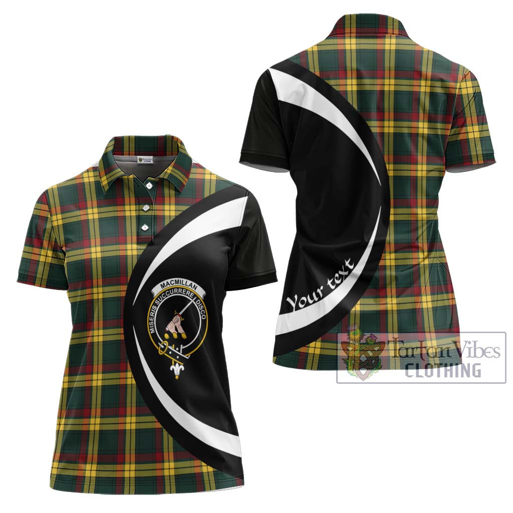 Tartan Vibes Clothing MacMillan Old Modern Tartan Women's Polo Shirt with Family Crest Circle Style