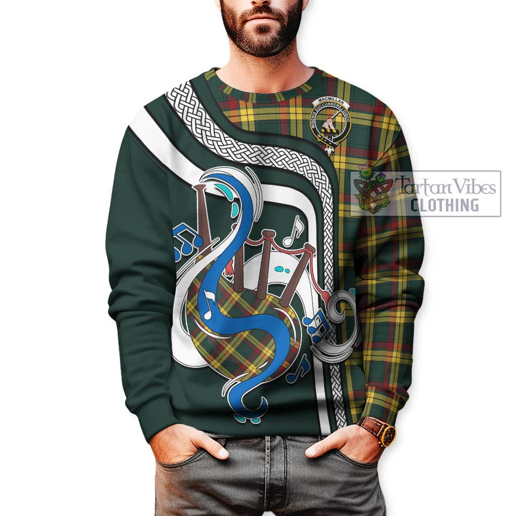 Tartan Vibes Clothing MacMillan Old Modern Tartan Sweatshirt with Epic Bagpipe Style