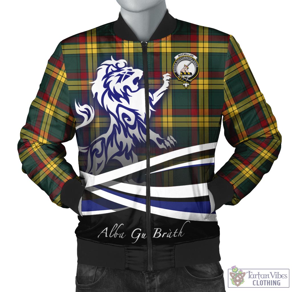 Tartan Vibes Clothing MacMillan Old Modern Tartan Bomber Jacket with Alba Gu Brath Regal Lion Emblem