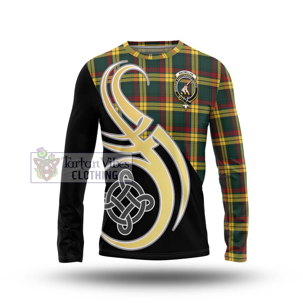 MacMillan Old Modern Tartan Long Sleeve T-Shirt with Family Crest and Celtic Symbol Style Unisex - Tartan Vibes Clothing