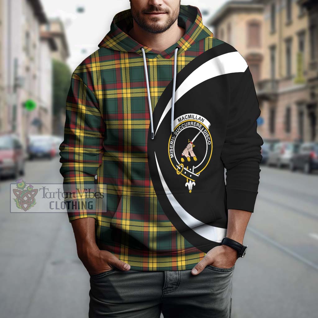 Tartan Vibes Clothing MacMillan Old Modern Tartan Hoodie with Family Crest Circle Style