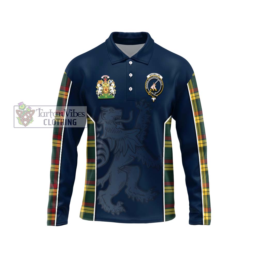 MacMillan Old Modern Tartan Long Sleeve Polo Shirt with Family Crest and Lion Rampant Vibes Sport Style Unisex - Tartan Vibes Clothing