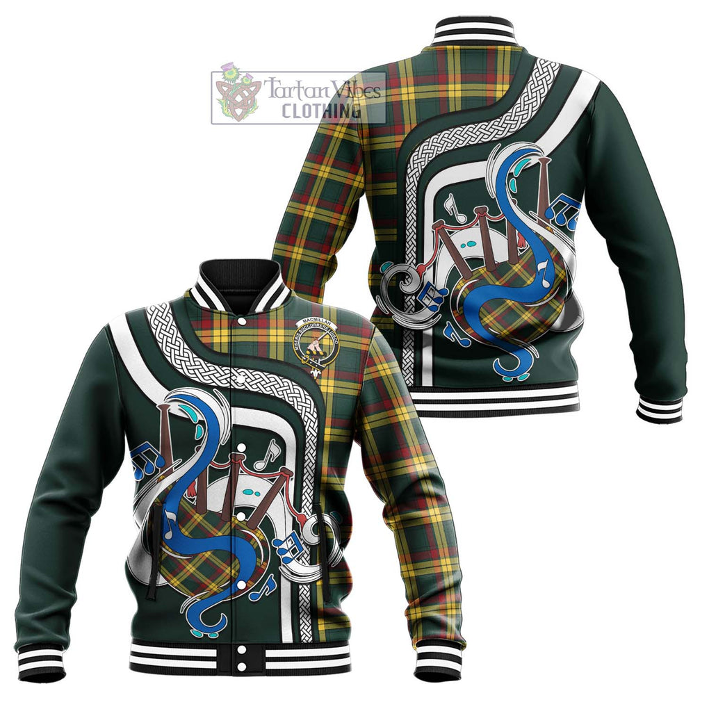 Tartan Vibes Clothing MacMillan Old Modern Tartan Baseball Jacket with Epic Bagpipe Style