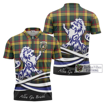 MacMillan Old Modern Tartan Zipper Polo Shirt with Alba Gu Brath Regal Lion Emblem