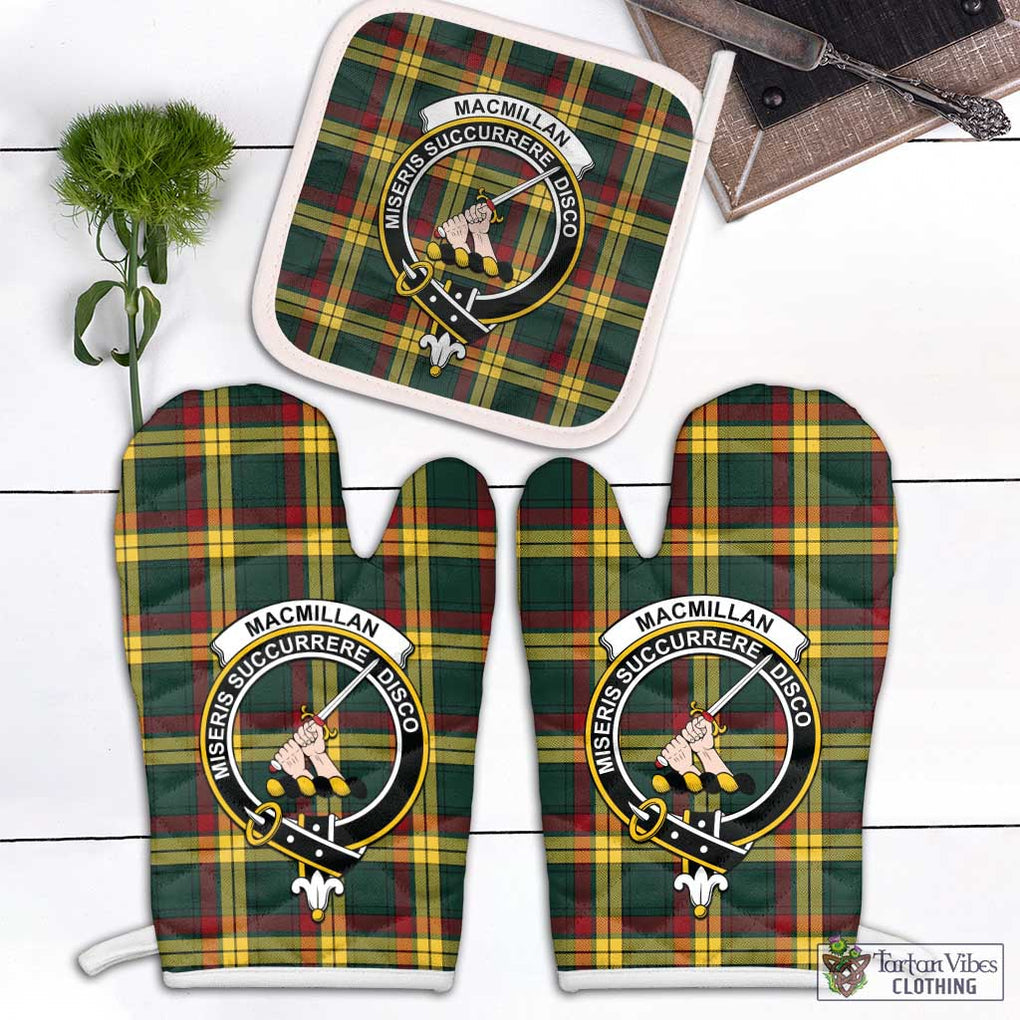 MacMillan Old Modern Tartan Combo Oven Mitt & Pot-Holder with Family Crest Combo 1 Oven Mitt & 1 Pot-Holder White - Tartan Vibes Clothing