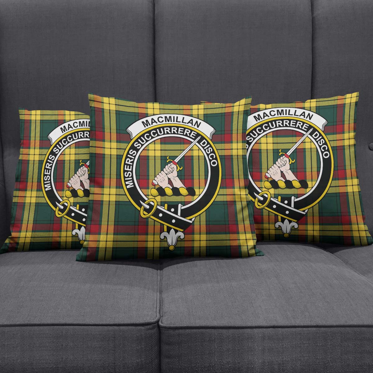 MacMillan Old Modern Tartan Pillow Cover with Family Crest Square Pillow Cover - Tartanvibesclothing