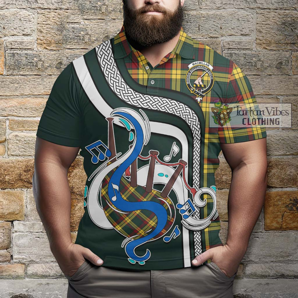 Tartan Vibes Clothing MacMillan Old Modern Tartan Polo Shirt with Epic Bagpipe Style