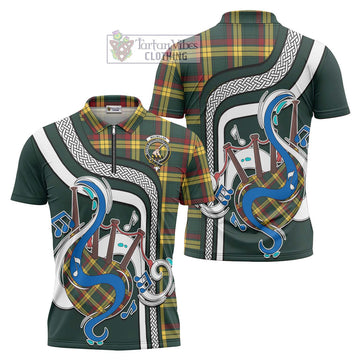 MacMillan Old Modern Tartan Zipper Polo Shirt with Epic Bagpipe Style