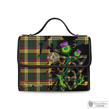 MacMillan Old Modern Tartan Waterproof Canvas Bag with Scotland Map and Thistle Celtic Accents