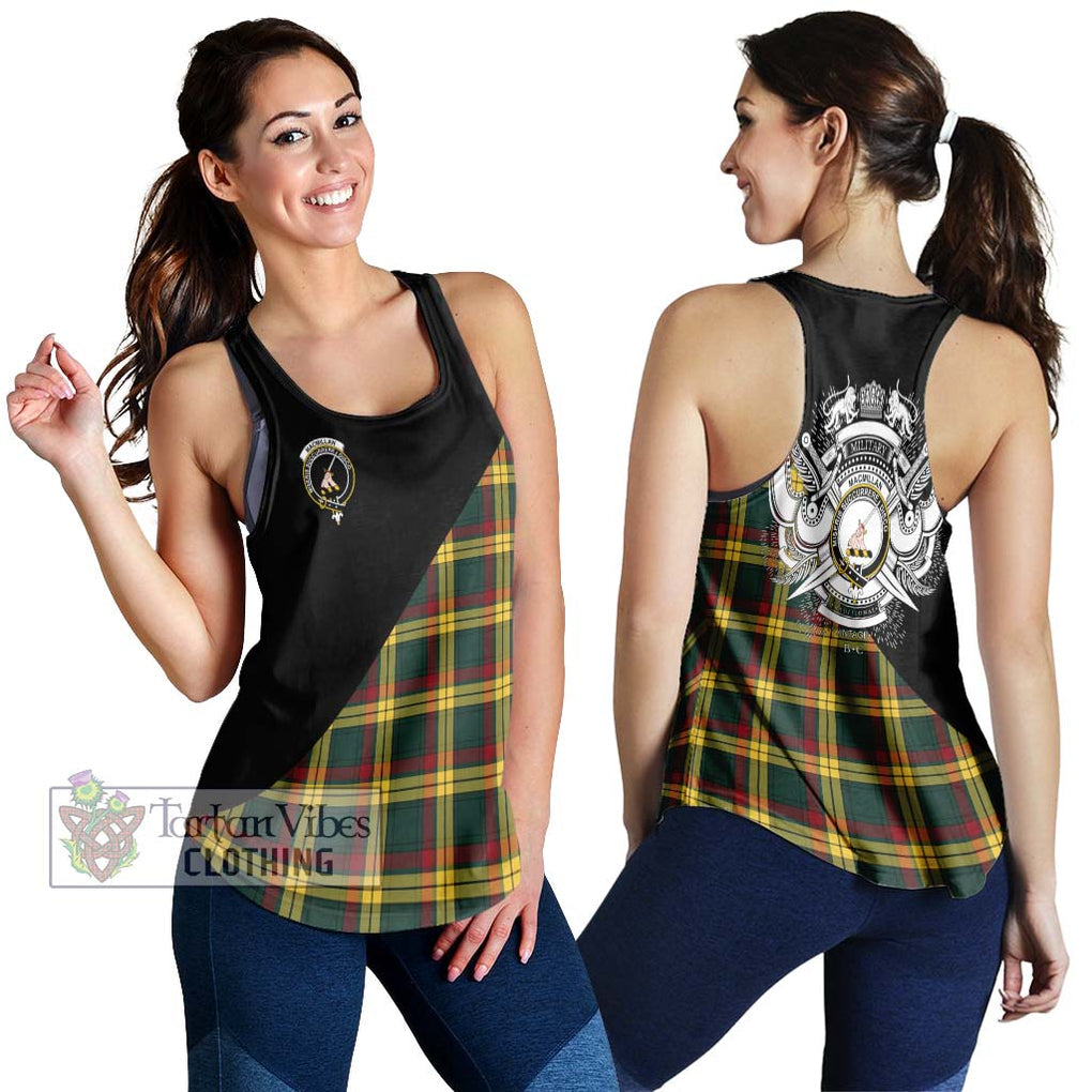 MacMillan Old Modern Tartan Women's Racerback Tanks with Family Crest and Military Logo Style 4XL - Tartanvibesclothing Shop