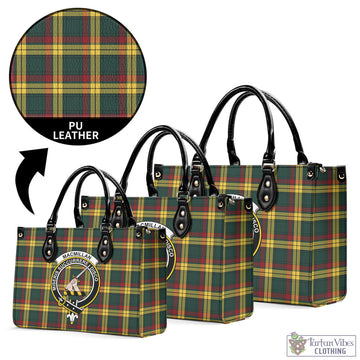 MacMillan Old Modern Tartan Luxury Leather Handbags with Family Crest
