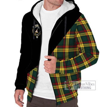 MacMillan Old Modern Tartan Sherpa Hoodie with Family Crest and Military Logo Style